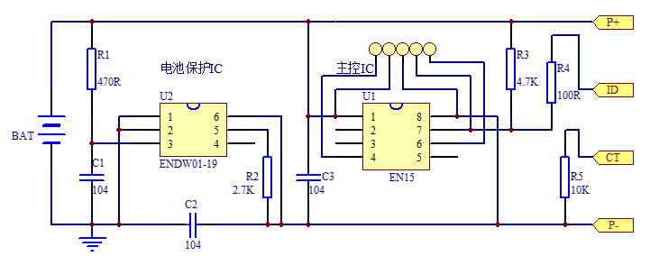 蘋果電池碼片專用單片機(jī)EN15電路圖